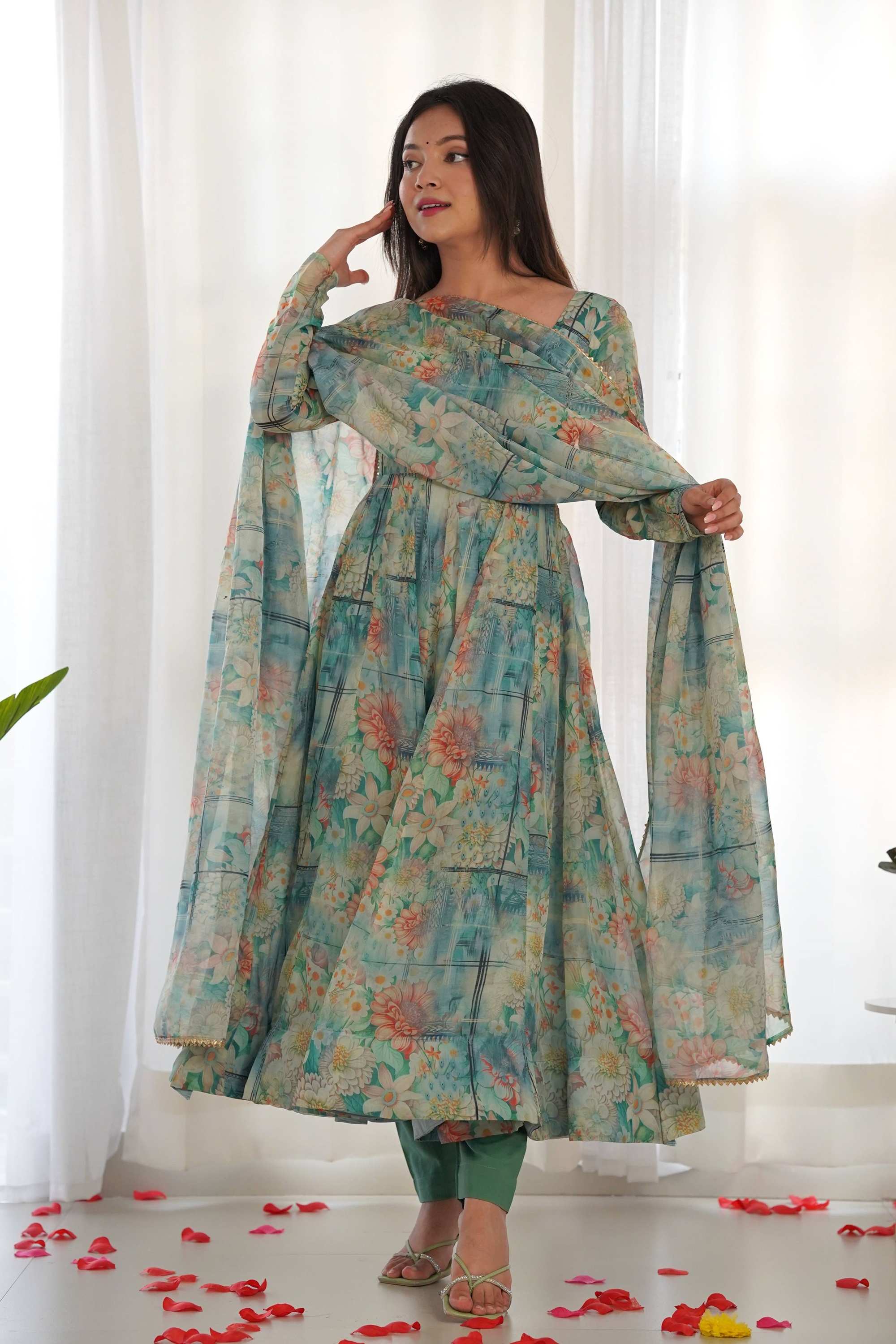 Organza anarkali dress hotsell