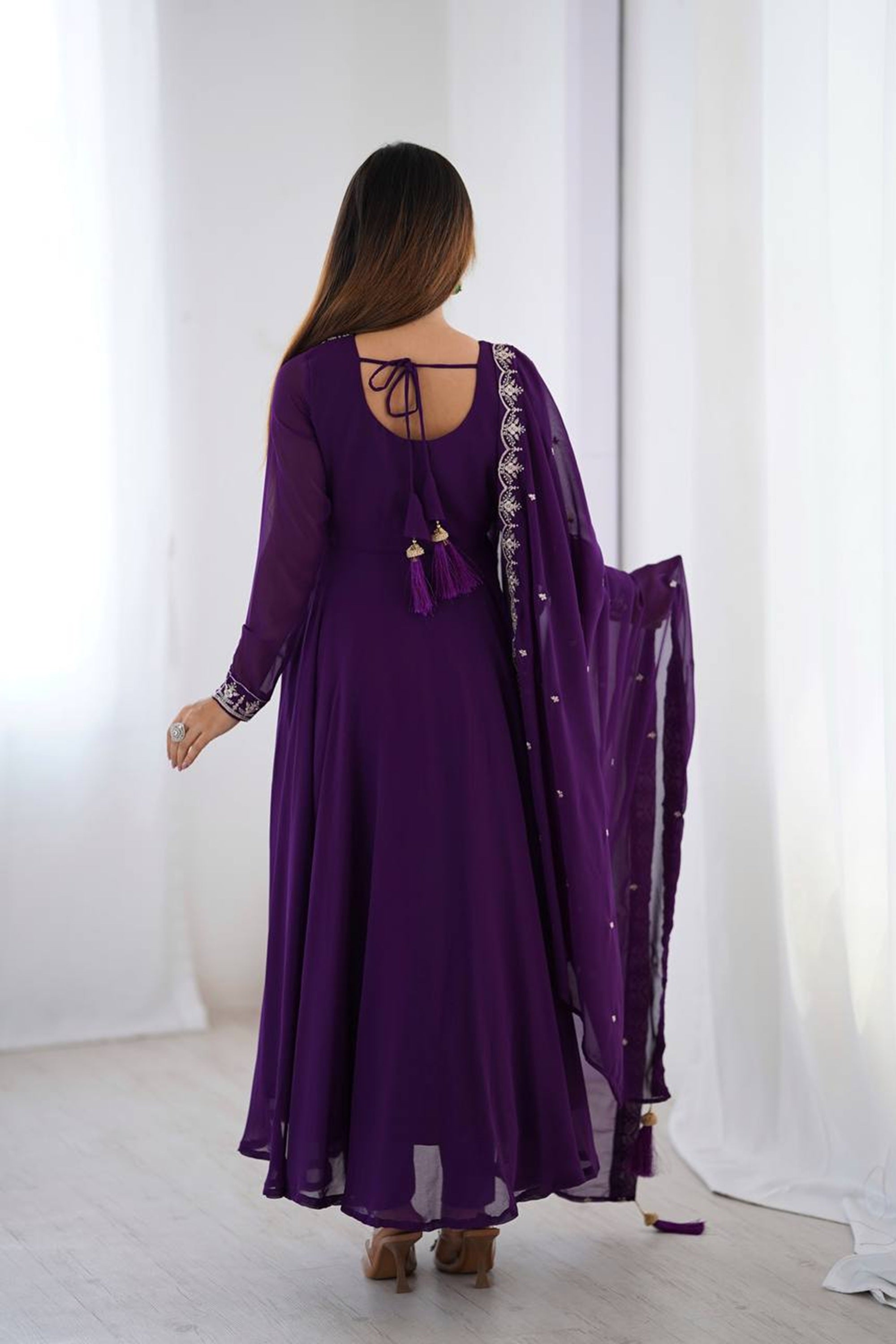Purple Georgette Embroidered Anarkali Suit Set Purple Georgette Embroidered Anarkali Suit Set
