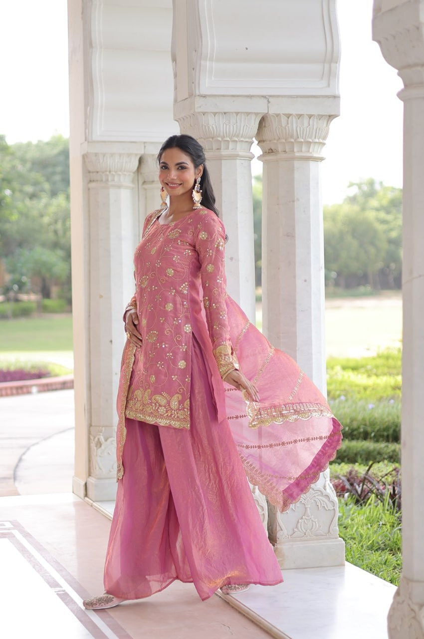sharara dress pink Pink Online Party Wear Sharara Suit Baby Pink Embroidered Sharara Suit