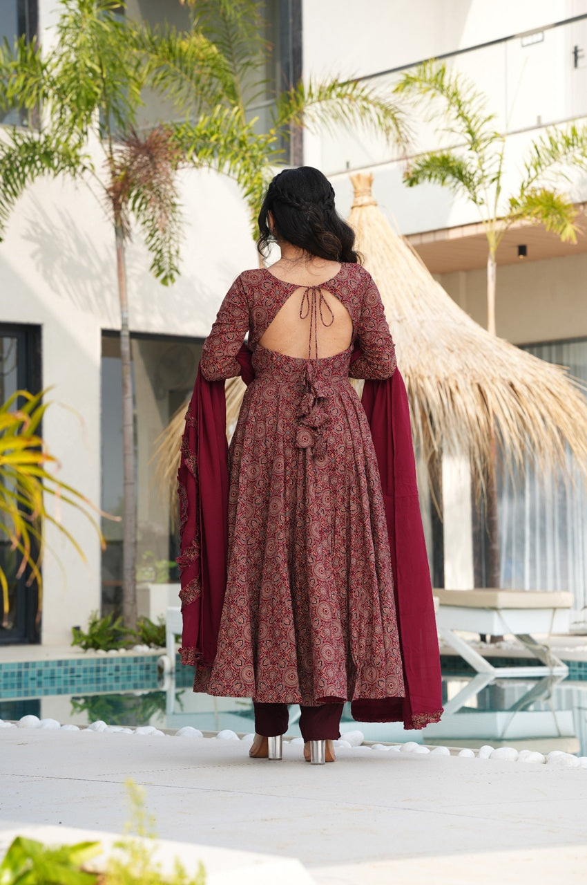 long cotton anarkali dress Seaweed Green Cotton Anarkali Suit Set Indianvirasat