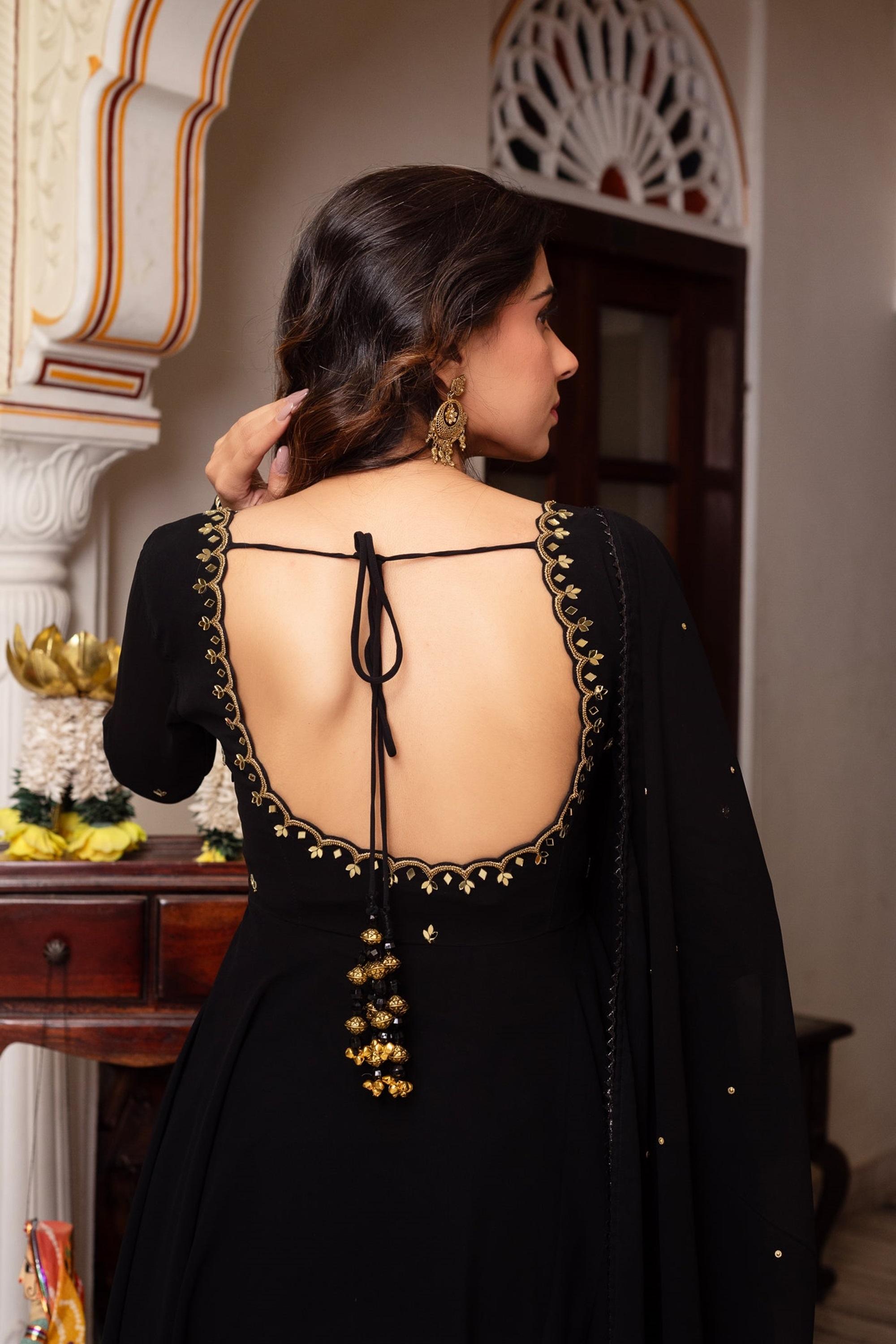 Black Color Hand Work Anarkali Suit with Dupatta